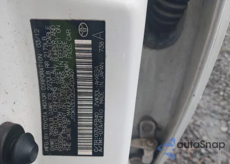 2012 Toyota Prius Two из США, поврежденный, VIN JTDKN3DU2C5420407